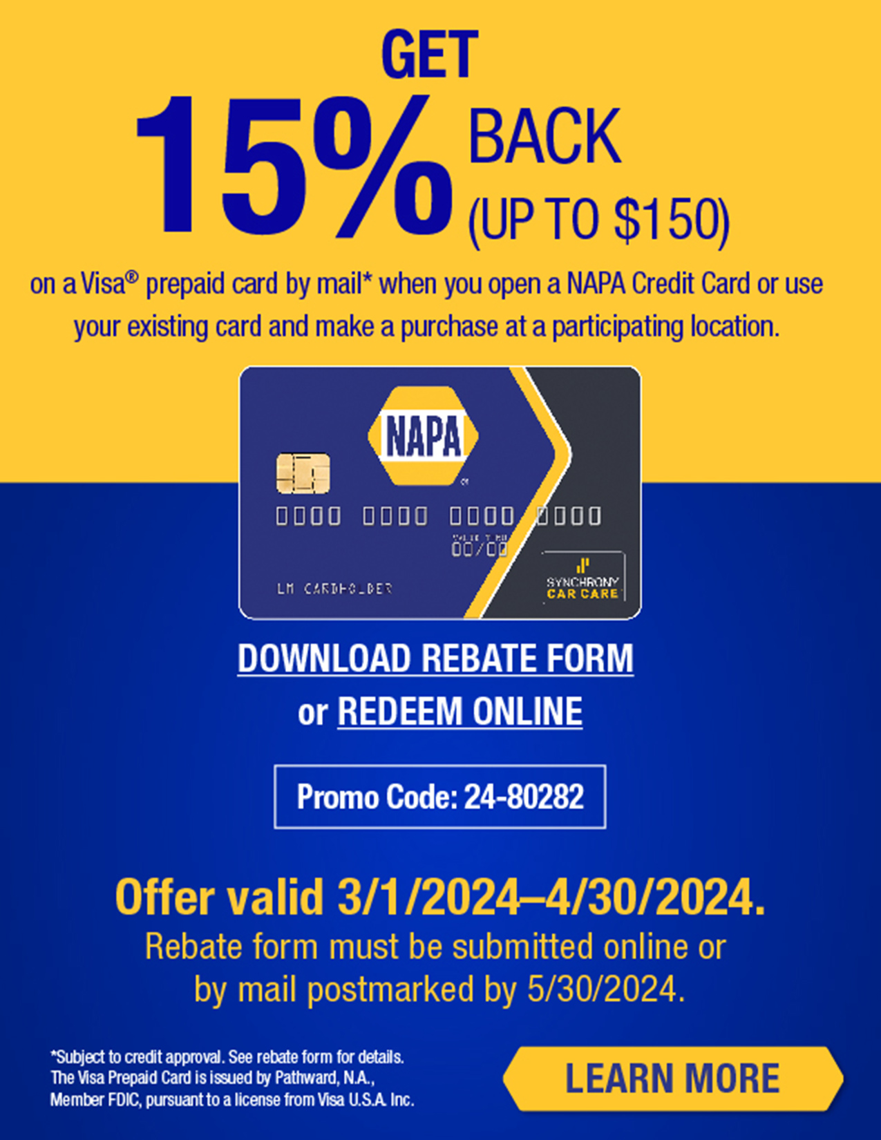 Visa Gift Card NAPA Auto Care Synchrony